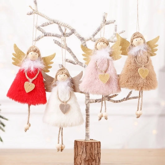 Christmas Cute Angel Heart Shape Plush Party Hanging Ornaments