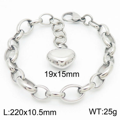 Minimalist Heart Shape 304 Stainless Steel 18K Gold Plated Bracelets Necklace