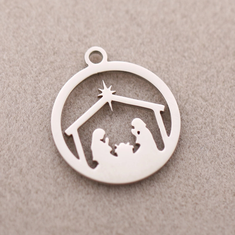 5 PCS/Package 13*16mm 14*19mm 304 Stainless Steel Christmas Tree Snowman Snowflake Pendant Jewelry Accessories