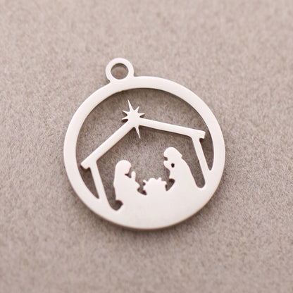 5 PCS/Package 13*16mm 14*19mm 304 Stainless Steel Christmas Tree Snowman Snowflake Pendant Jewelry Accessories