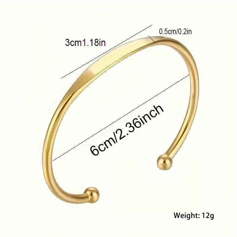 Minimalist Classic Style Solid Color Stainless Steel Plating 18k Gold Plated Bangle