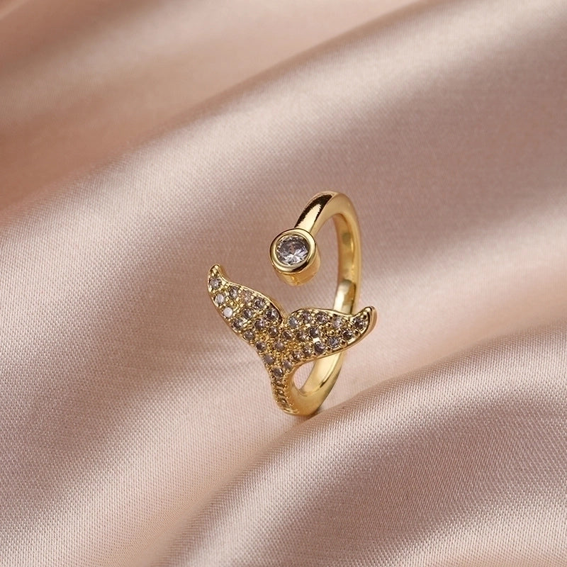 Classic Style Geometric Copper Plating Inlay Zircon 18k Gold Plated Open Ring