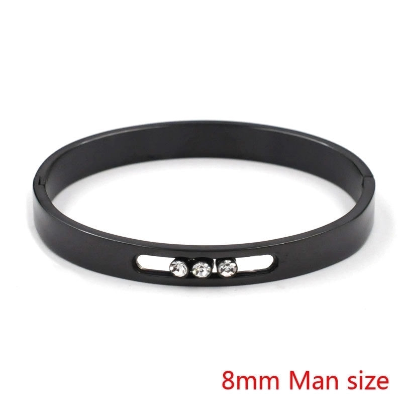 IG Style Geometric Solid Color Stainless Steel Zircon Bangle In Bulk