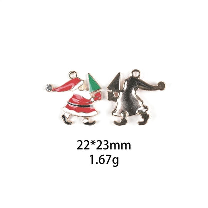 10 PCS/Package Zinc Alloy Christmas Hat Christmas Tree Santa Claus Pendant Jewelry Accessories