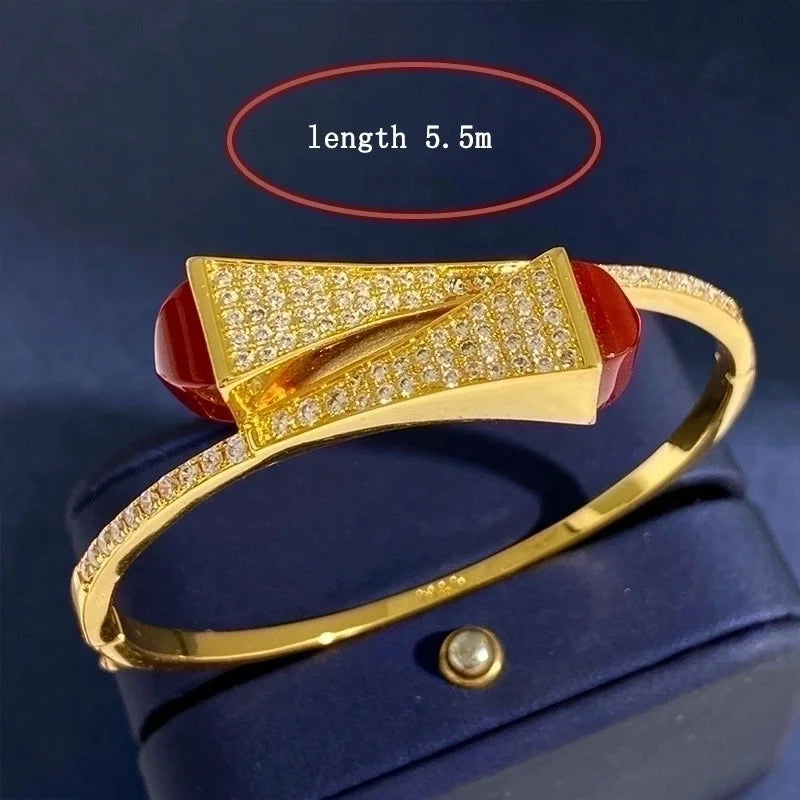 Commute Geometric Copper Inlay Zircon Bangle