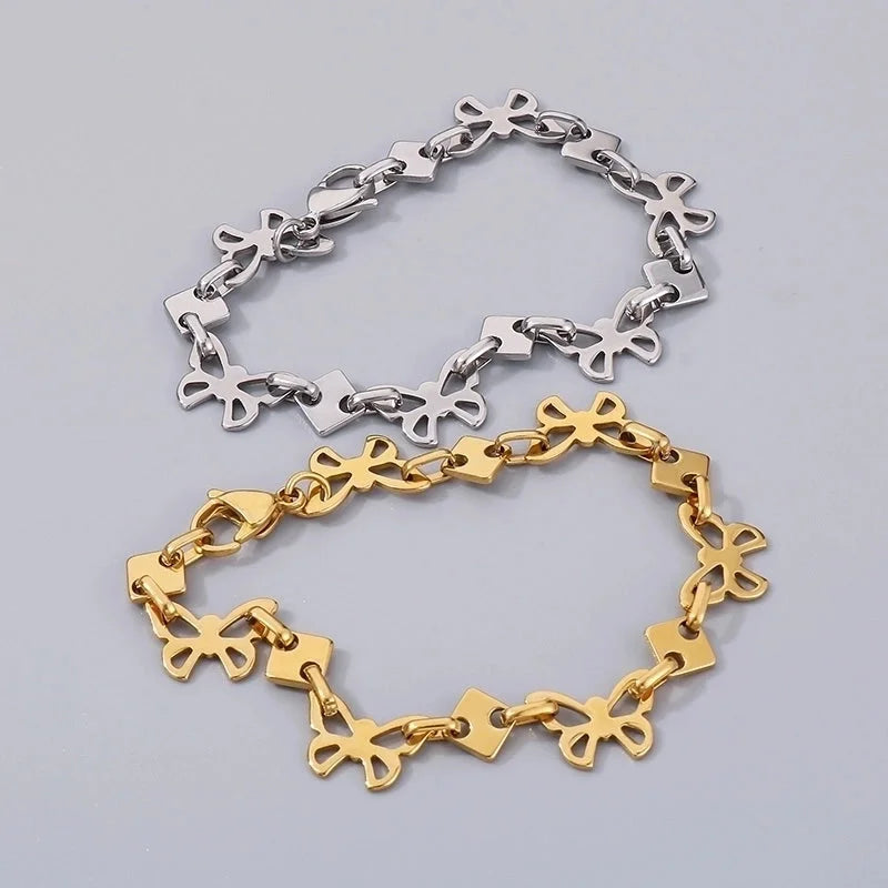 Minimalist Butterfly 304 Stainless Steel 18K Gold Plated Bracelets Necklace