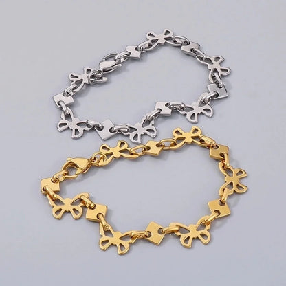 Minimalist Butterfly 304 Stainless Steel 18K Gold Plated Bracelets Necklace