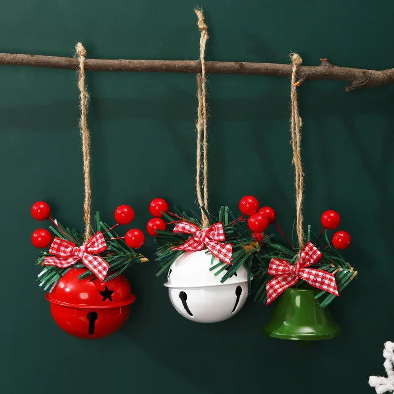 2 Pieces Christmas Iron Bell Ringable Pendant Christmas Tree Decoration Diy Accessories Props Window Christmas Outfit