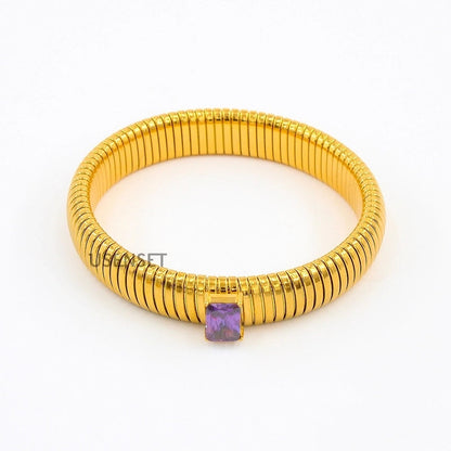 Fashion Geometric 304 Stainless Steel Zircon Stainless Steel Bracelets In Bulk