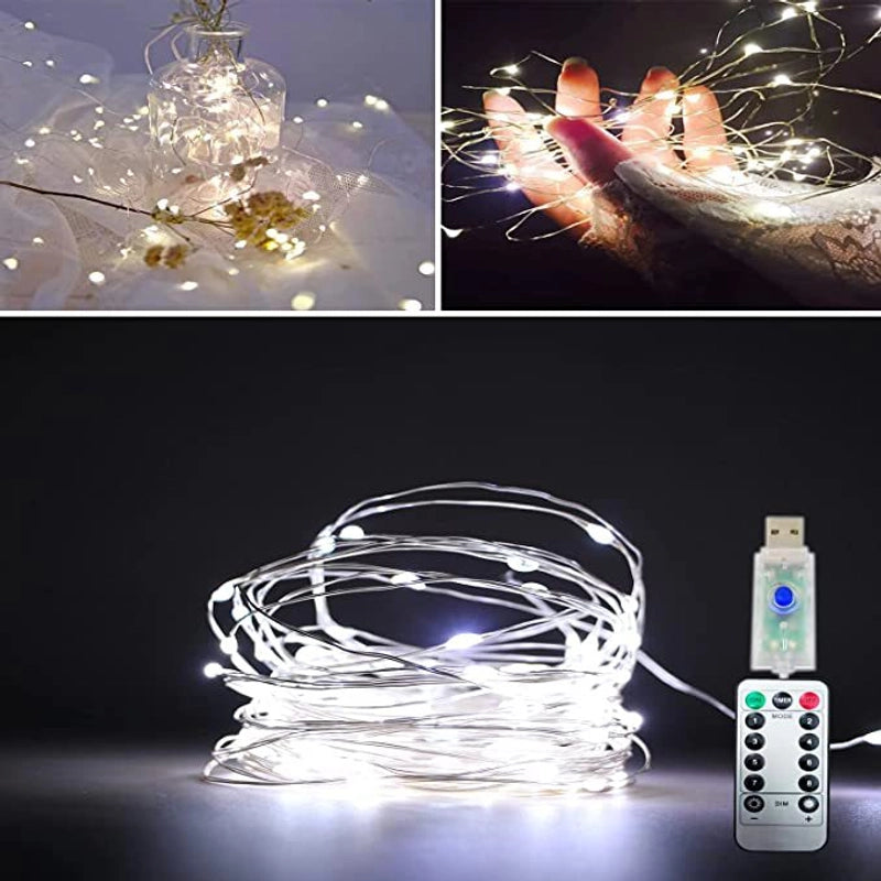 LED Light String Eight Function USB Waterproof Battery Box Remote Control Copper Wire Light String Leather Wire Light String Christmas Decorative Colored Light String