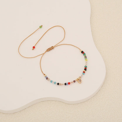 Women Heart Artificial Crystal Knitting Bracelets