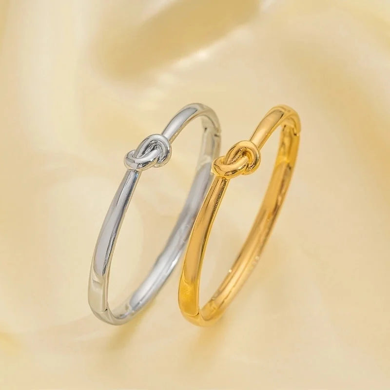 Minimalist Knot Titanium Steel 18K Gold Plated Bangle In Bulk Stainless Steel Bracelets
