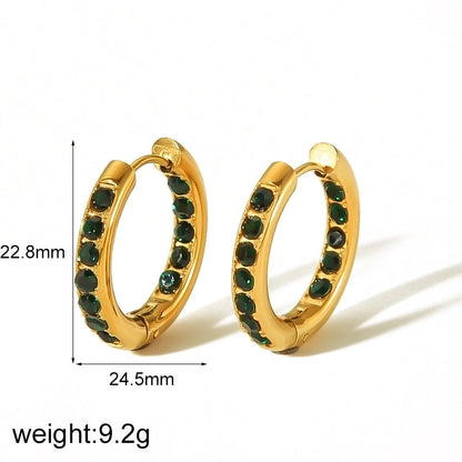 1 Pair IG Style Geometric Plating Inlay 304 Stainless Steel Zircon 18K Gold Plated Earrings