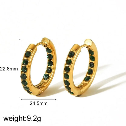 1 Pair IG Style Geometric Plating Inlay 304 Stainless Steel Zircon 18K Gold Plated Earrings