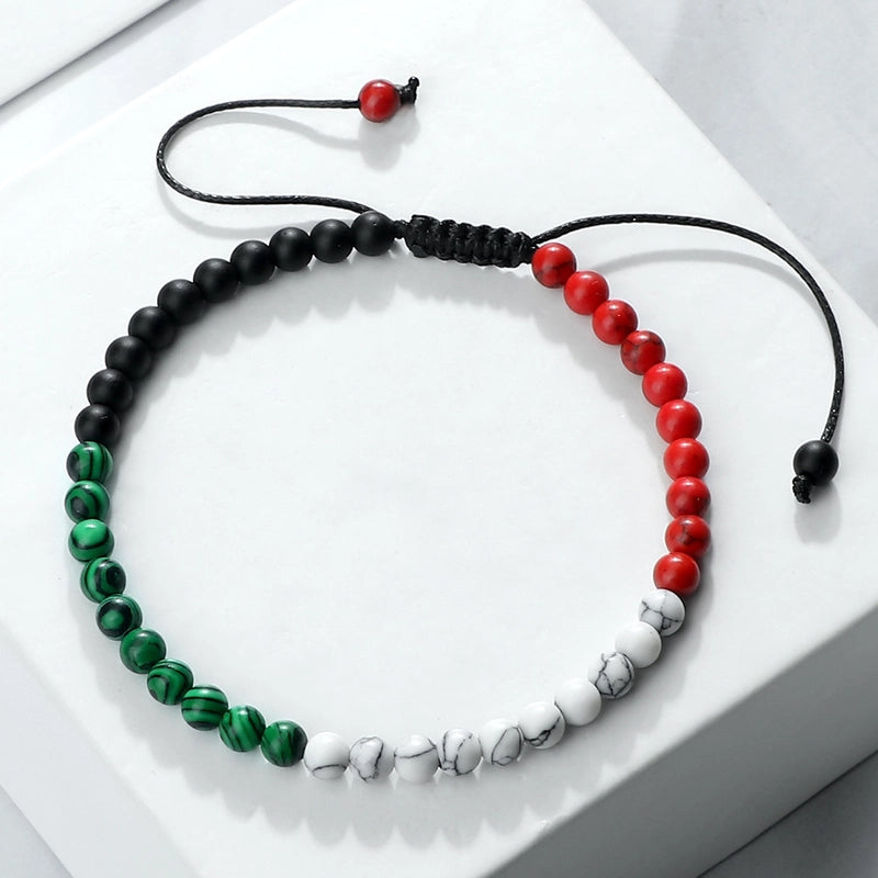 New Red Green White Black Bracelet Christmas Cute Beaded Bracelet Turquoise Beads Woven Hand Rope In Stock