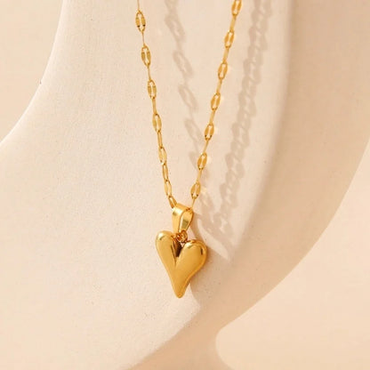 Elegant Minimalist Heart Shape 304 Stainless Steel Copper 18K Gold Plated Plating Pendant Necklace