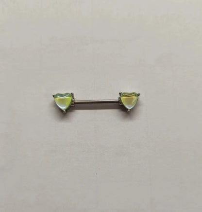 1 Piece Nipple Rings & Studs Sexy Heart Shape 316L Stainless Steel Alloy Plating Inlay Acrylic White Gold Plated Nipple Rings & Studs