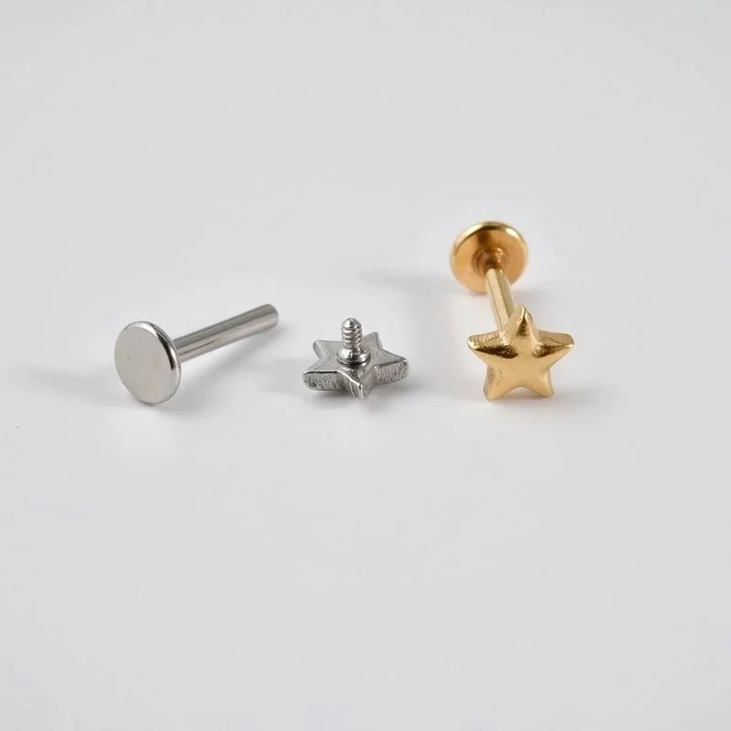 2 Pieces Lip Rings Casual Hawaiian Tropical Star Moon 304 Stainless Steel 18K Gold Plated Ear Cartilage Rings & Studs