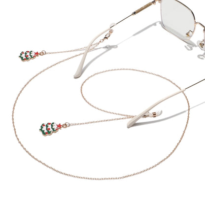 Cute Christmas Tree Santa Claus Bell Alloy Women's Glasses Chain Glasses Chain Glasses