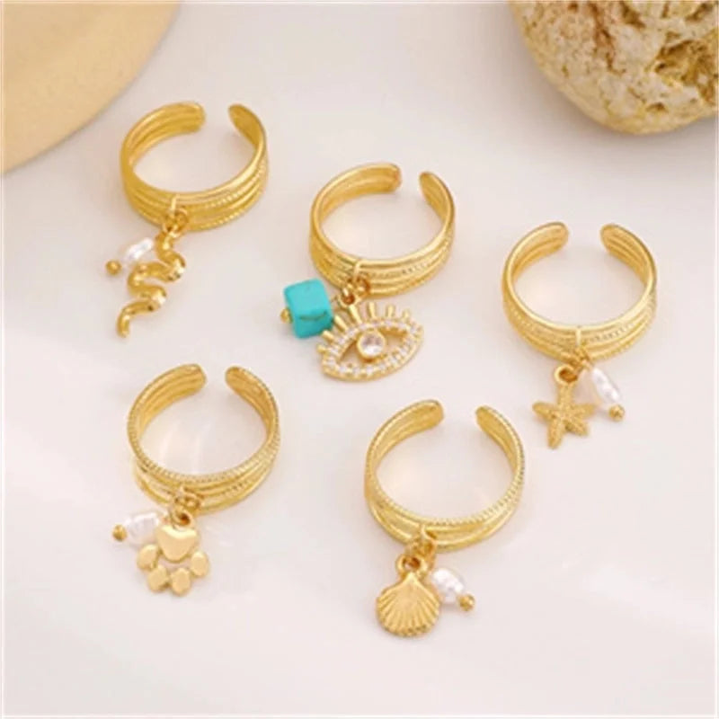 Copper Gold Plated Silver Plated Inlay Geometric Cross Zircon Open Rings