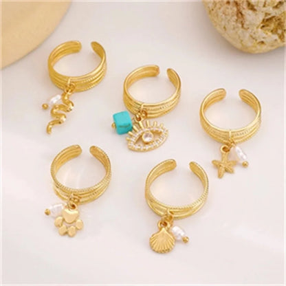 Copper Gold Plated Silver Plated Inlay Geometric Cross Zircon Open Rings