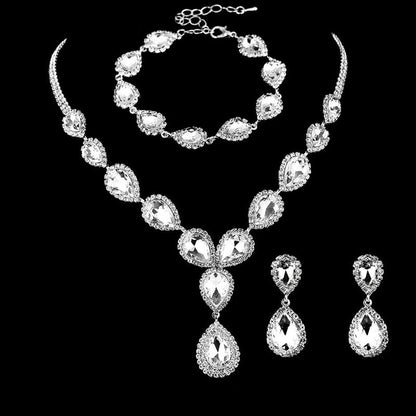 Minimalist Solid Color Rhinestone Inlay Zircon Jewelry Set