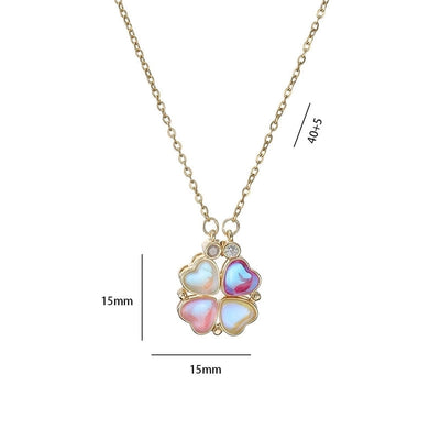 Minimalist Heart Shape Titanium Steel Inlay Rhinestones Women\'s Pendant Necklace