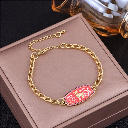 Vintage Style Minimalist Animal Letter Copper Bracelets Cuban Link Chain Curb Chain Cable Chain Box Chain