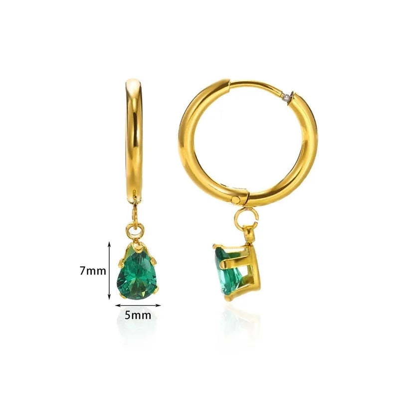 1 Pair Elegant Streetwear Geometric Plating 304 Stainless Steel Zircon Drop Earrings