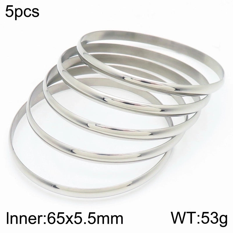 Minimalist Round Stainless Steel 18K Gold Plated Bangle In Bulk