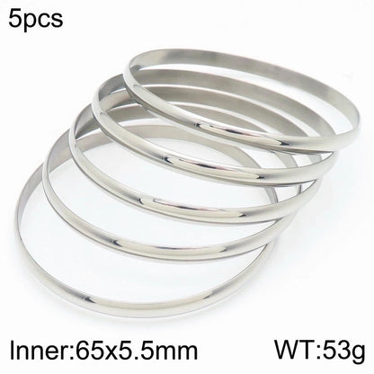 Minimalist Round Stainless Steel 18K Gold Plated Bangle In Bulk