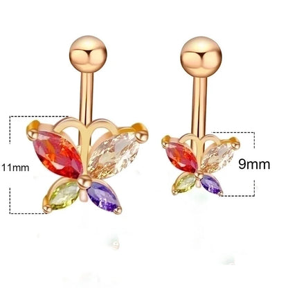 1 Piece Fashion Star Heart Shape Butterfly Stainless Steel Inlay Zircon Belly Ring
