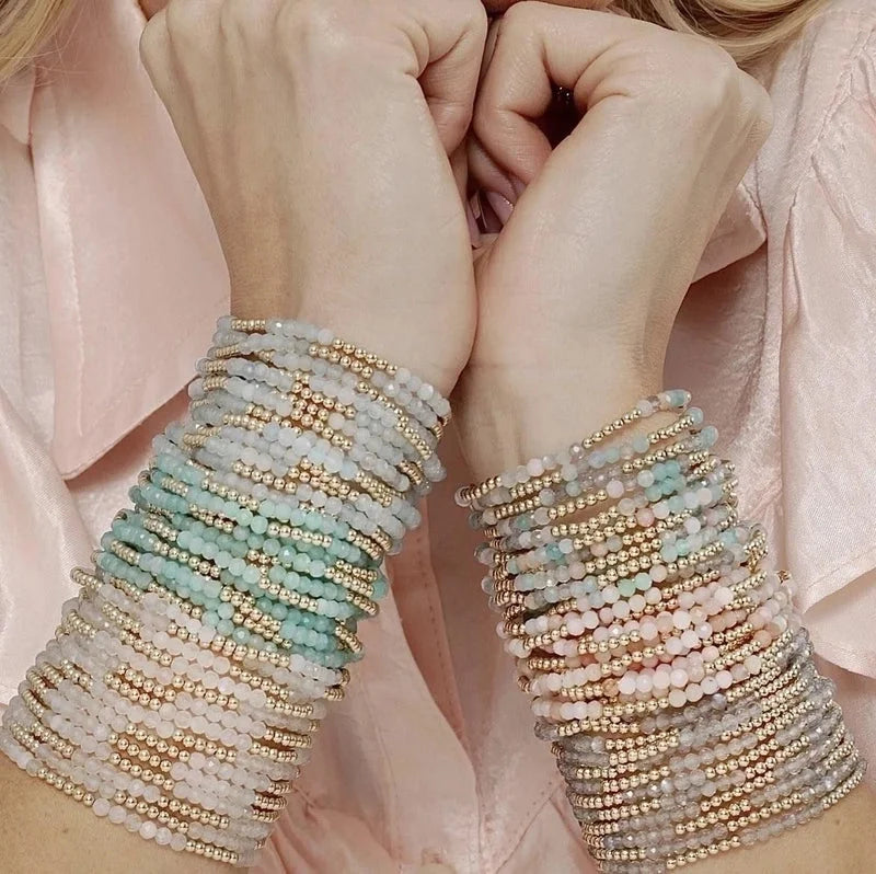 Bohemian Geometric Natural Stone Copper Bracelets In Bulk