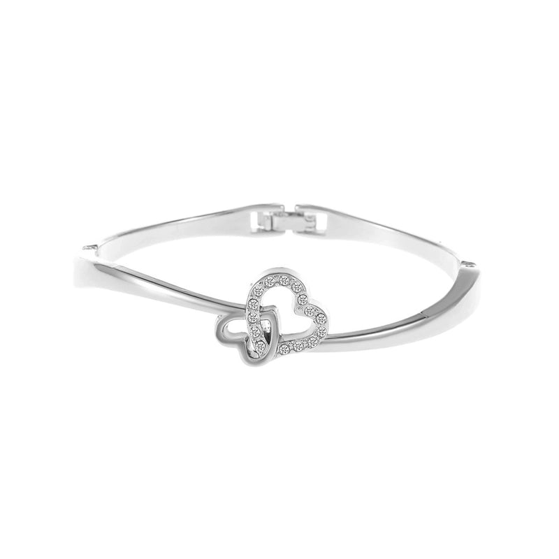 Alloy Gold Plated Silver Plated Fashion Plating Inlay Heart Shape Feather Bow Knot Bangle