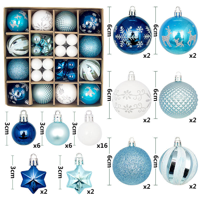 Christmas Ball Gift Box Set Painted Electroplated 44pcs Round Ball Irregular Christmas Ball Ornaments