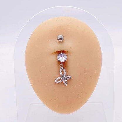 1 Piece Fashion Star Heart Shape Butterfly Stainless Steel Inlay Zircon Belly Ring