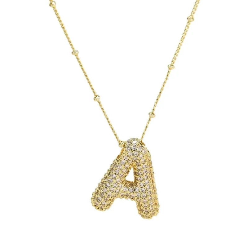 Casual Hip-Hop Rock Letter 304 Stainless Steel Copper Inlay 18K Gold Plated Zircon Pendant Necklace