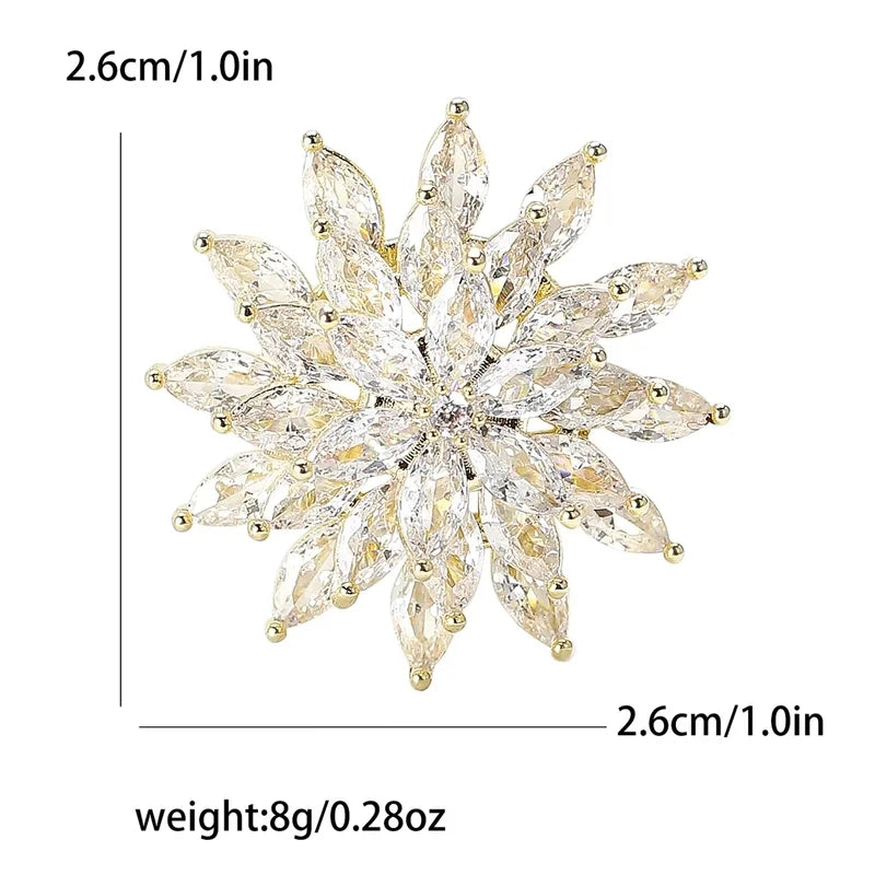 Shiny Pin Snowflake Copper Women's Brooches