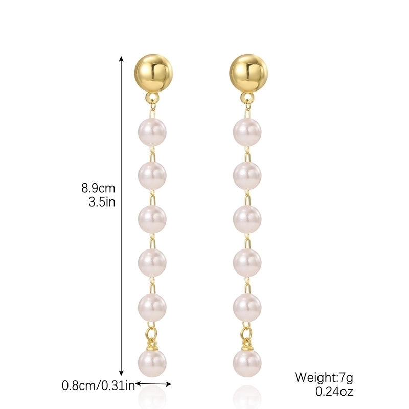 1 Pair Minimalist Geometric Inlay Imitation Pearl Rhinestones Drop Earrings