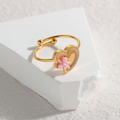 Cute Butterfly 304 Stainless Steel 18K Gold Plated Open Rings