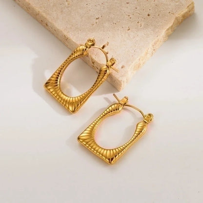 1 Pair Ig Style Minimalist Geometric Solid Color Plating Stainless Steel 18k Gold Plated Earrings