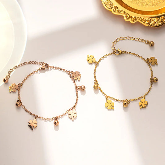 Women Clover Geometric Titanium Steel 18K Gold Plated Bracelets