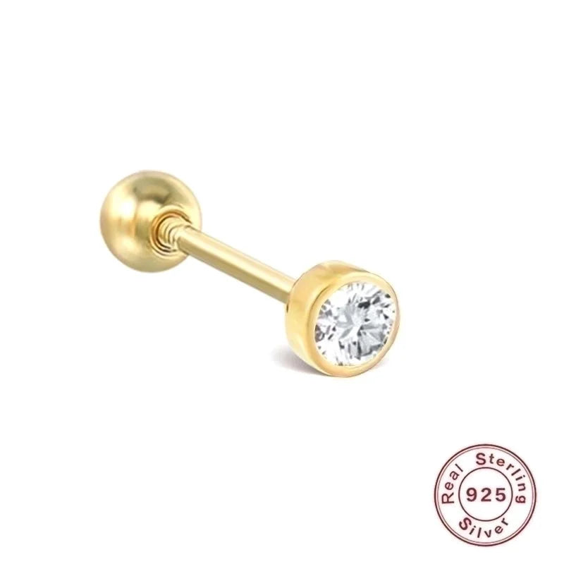 1 Piece Ear Cartilage Rings & Studs Fashion Flower 925 Sterling Silver Plating Inlay Zircon