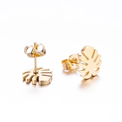 Fashion Palm Tree 304 Stainless Steel No Inlaid 18K Gold Plated Ear Studs