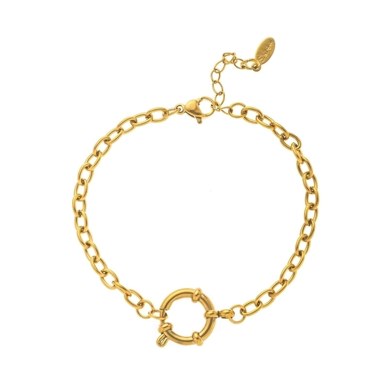 Minimalist Circle 201 Stainless Steel 304 Stainless Steel 18K Gold Plated Zircon Beaded Chain Paperclip Chain Bracelets In Bulk