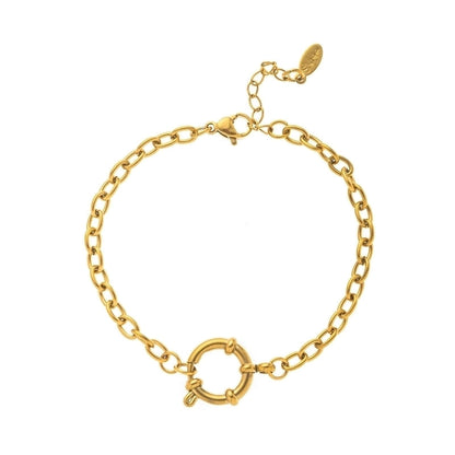 Minimalist Circle 201 Stainless Steel 304 Stainless Steel 18K Gold Plated Zircon Beaded Chain Paperclip Chain Bracelets In Bulk