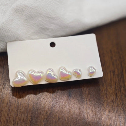 10 Pieces Minimalist Heart Shape Flower Bow Knot Imitation Pearl Alloy Rhinestone Irregular Women\'S Earrings 1 Pair