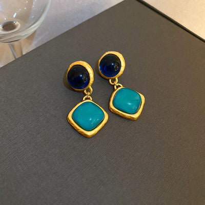 2 Pieces Mid-century Modern Round Geometric Copper Electroplating Earrings