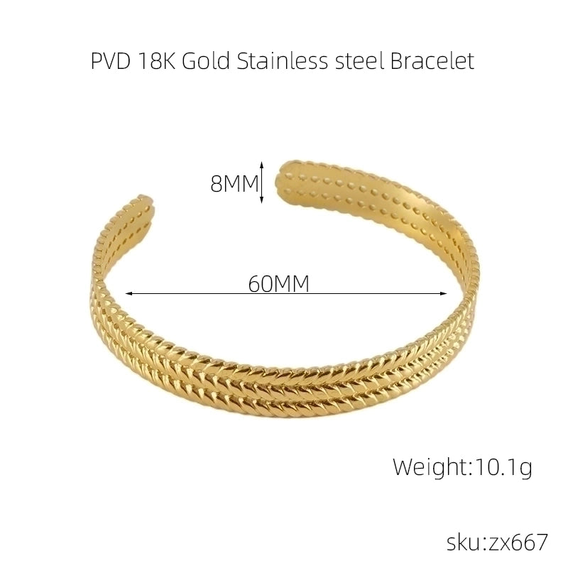 INS Style Cross Snake 304 Stainless Steel 18K Gold Plated Bangle In Bulk