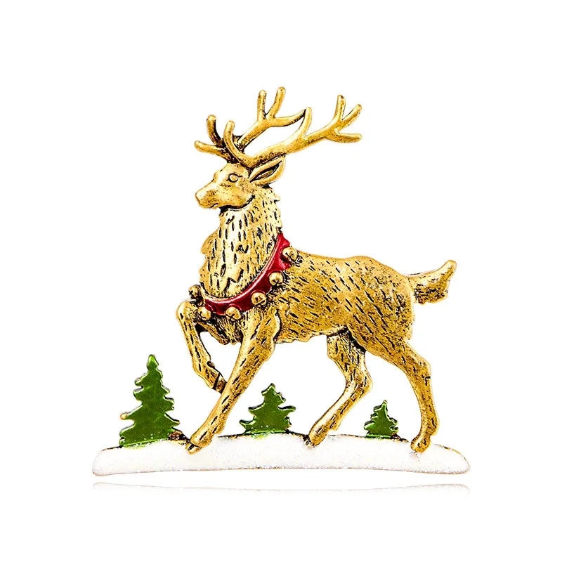Vintage Style Pin Santa Claus Elk Alloy Unisex Brooches
